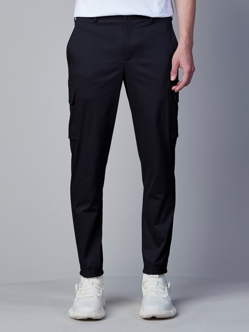 Minimalist Cotton Modal Skinny Cargo Trousers With Elastic Cuffs - Long Length
