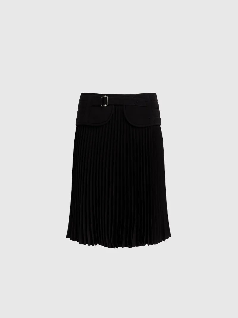 Hybrid Pleated Skirt With Quilted Biker Belt NeilBarrett