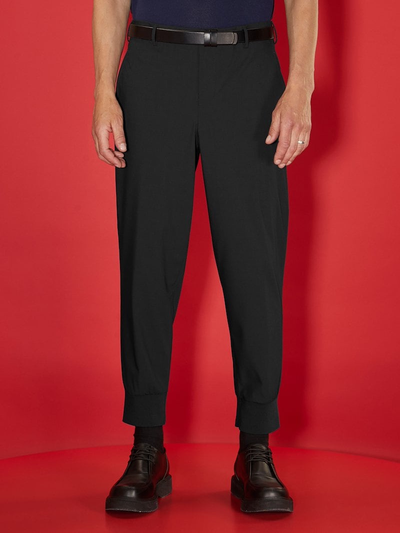 "Jack" Travel Slim Trousers With Ribbed Cuffs - Regular Length