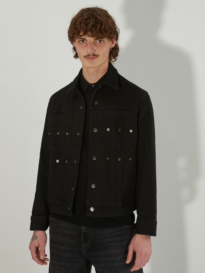 Denim Jean Jacket With Snap Button Details