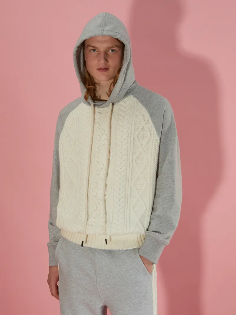 Cable knit hoodie hotsell