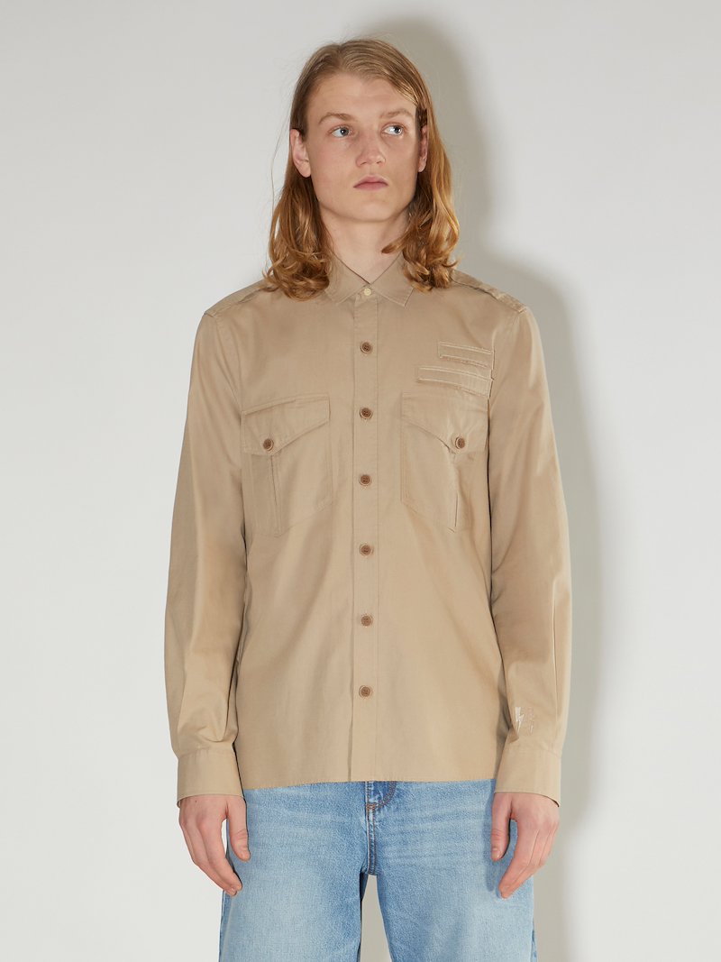 Military Details And Front Pockets Shirt