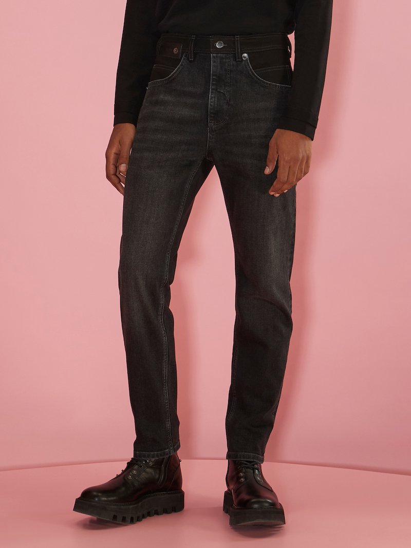 Slim Low Rise Eco Suede Details Jeans
