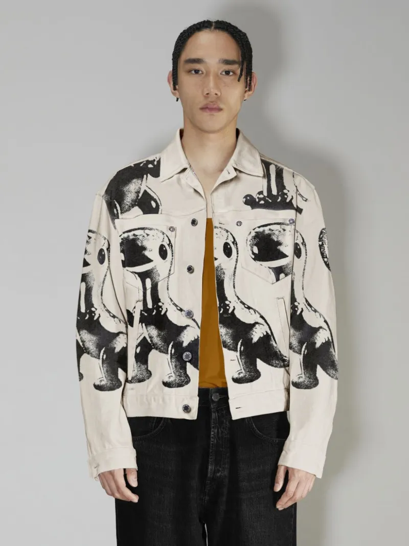 dinosaur-print denim jacket 