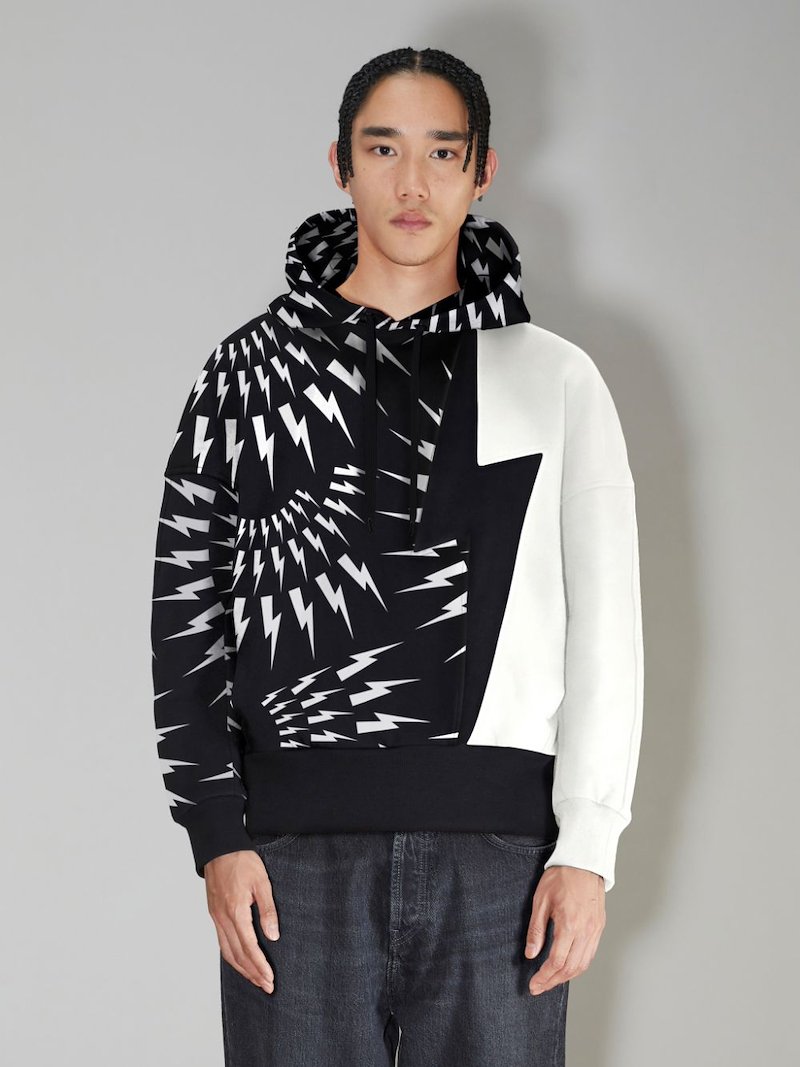 motif-print drawstring hoodie