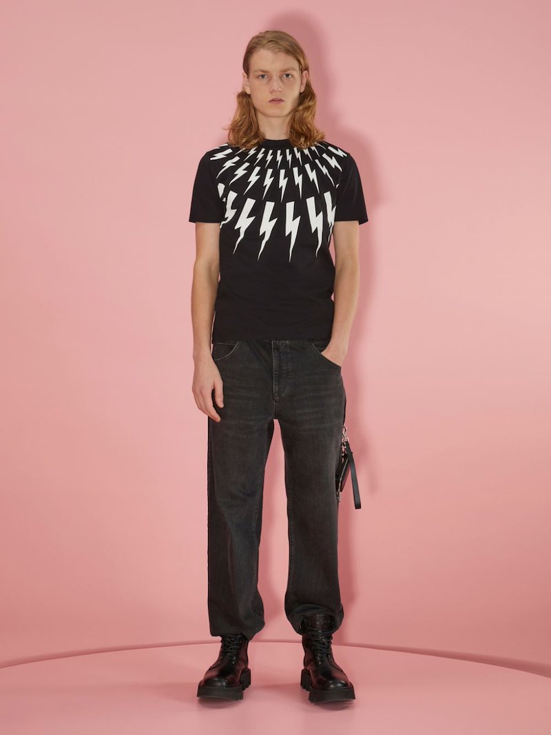 Thunderbolt-print cotton T-shirt