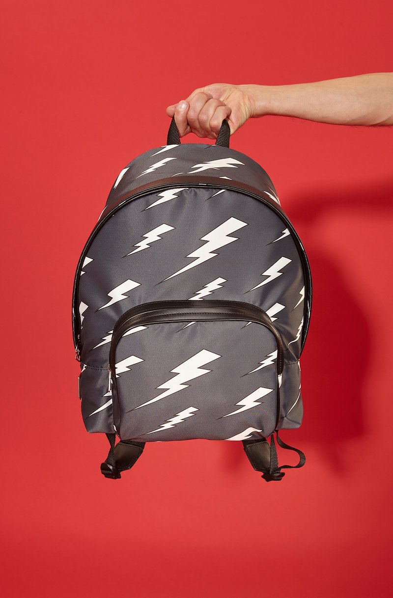 "Raining Bolts" Nylon + Leather Backpack