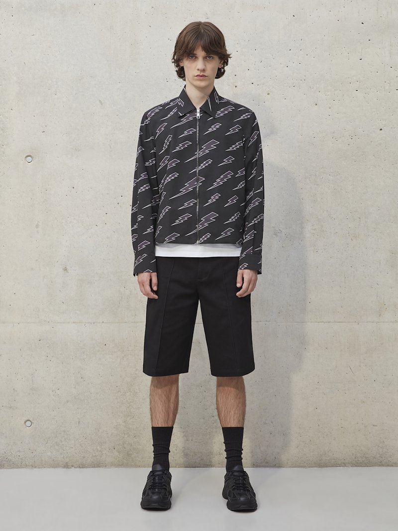 "Raining Bolts" Boxy Blouson Shirt