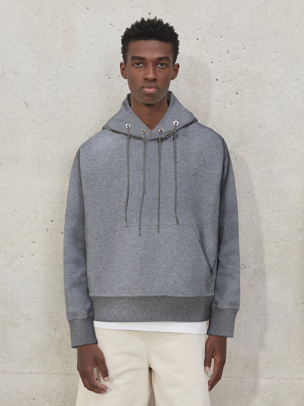 Hooded Sweatshirt Grey Hoodie Drawstring Ice Grey Exposed Seam