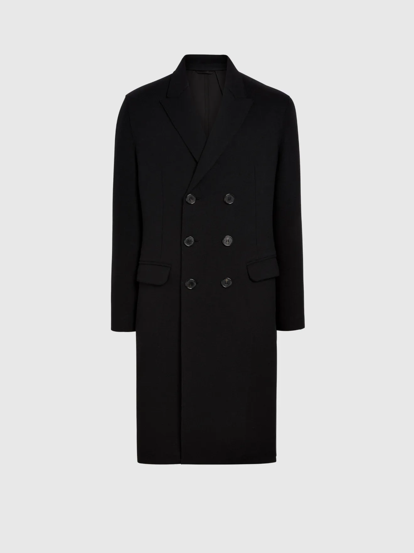 double breasted full length wool coat