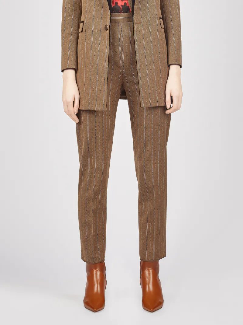 pinstripe tapered trousers