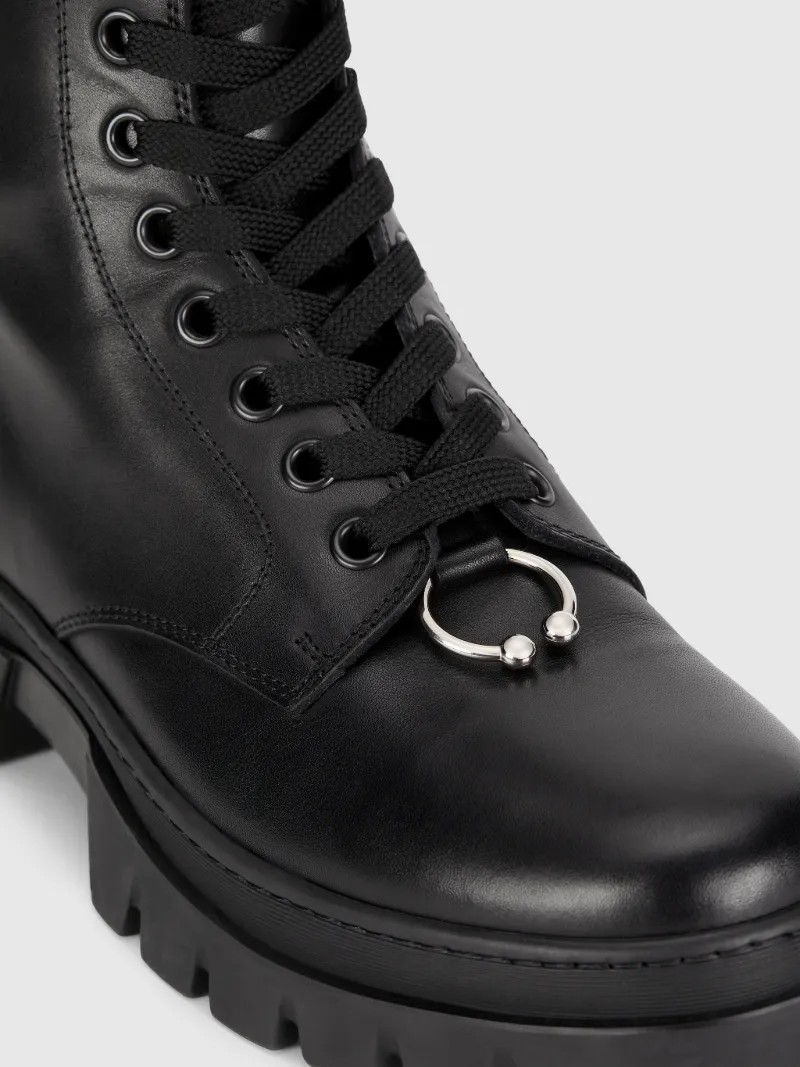 Leather Pierced Punk Chelsea Boot 