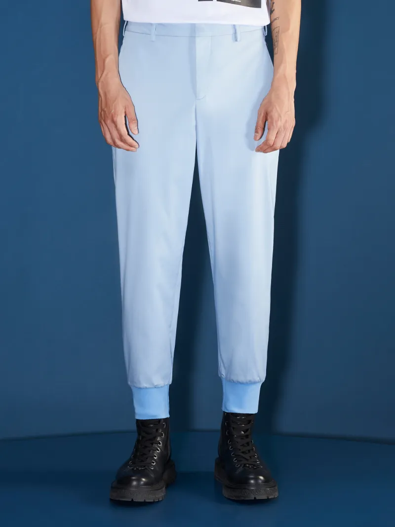 Minimalist Cotton Slim Trousers With 