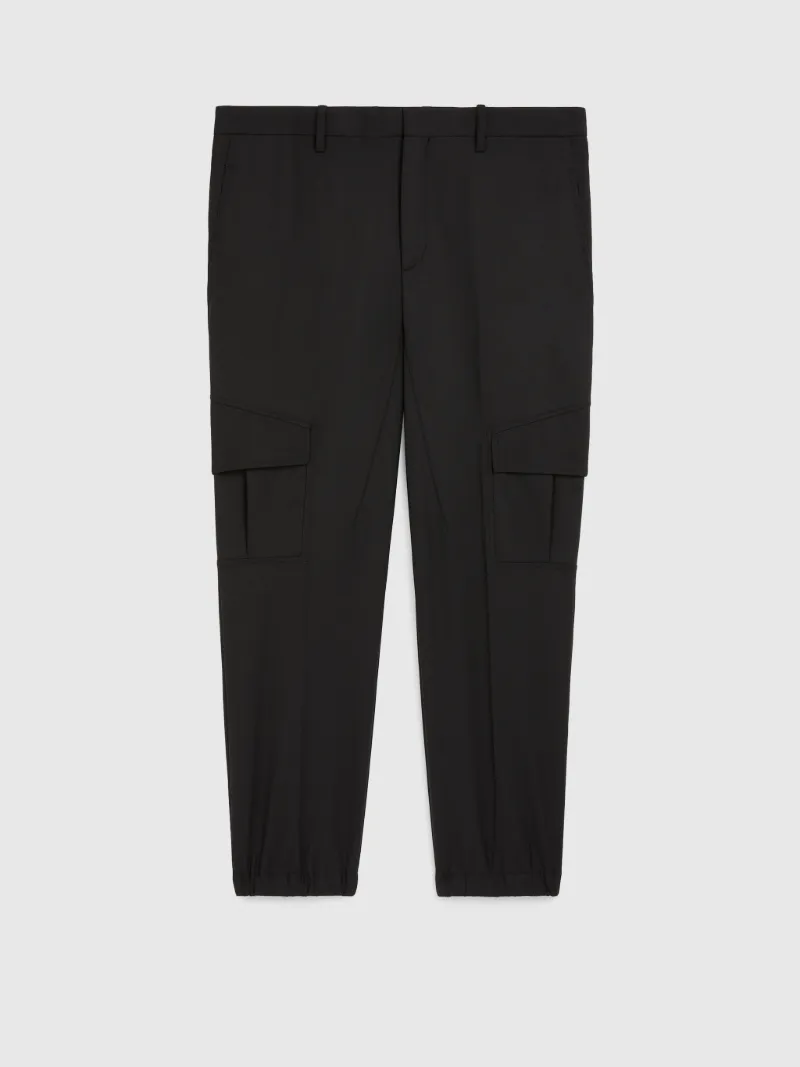 black slim cargo trousers