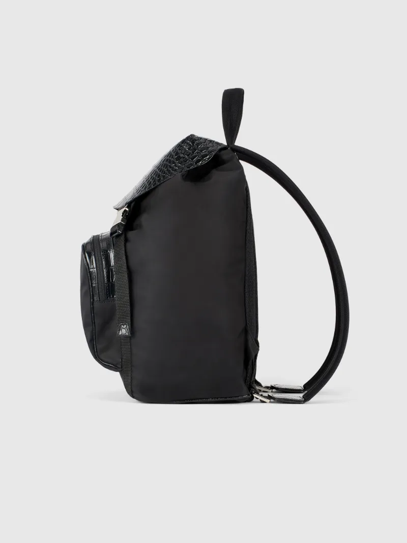 nylon and leather backpack
