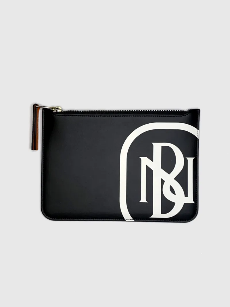 monogram leather pouch