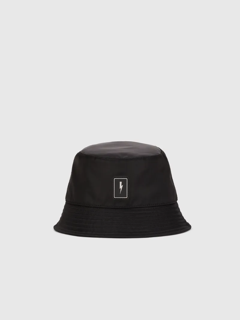 Solid Nylon Bolt Badge Bucket Hat 
