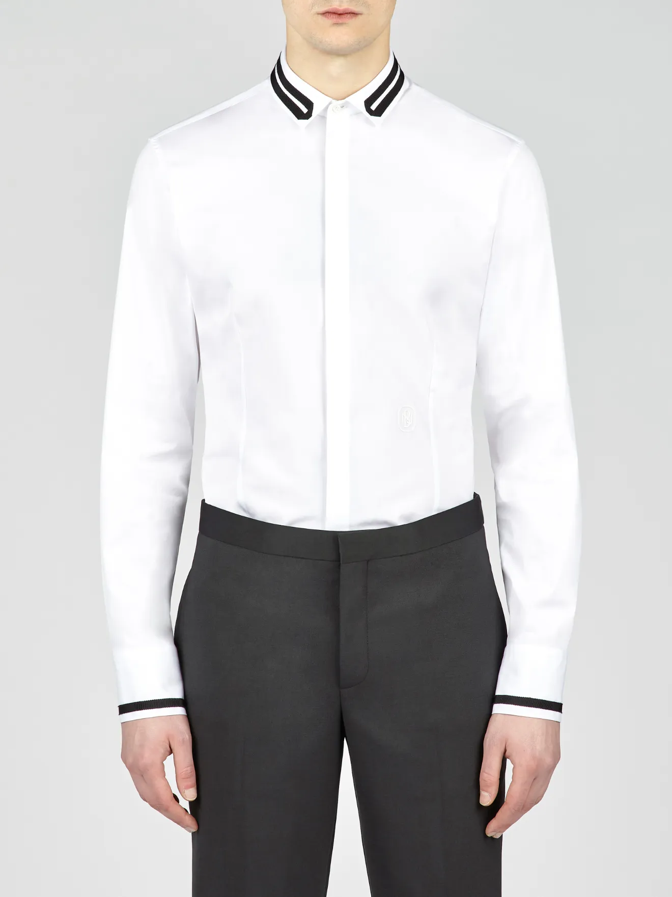 Varsity Stripe Ribbon Tuxedo Shirt 