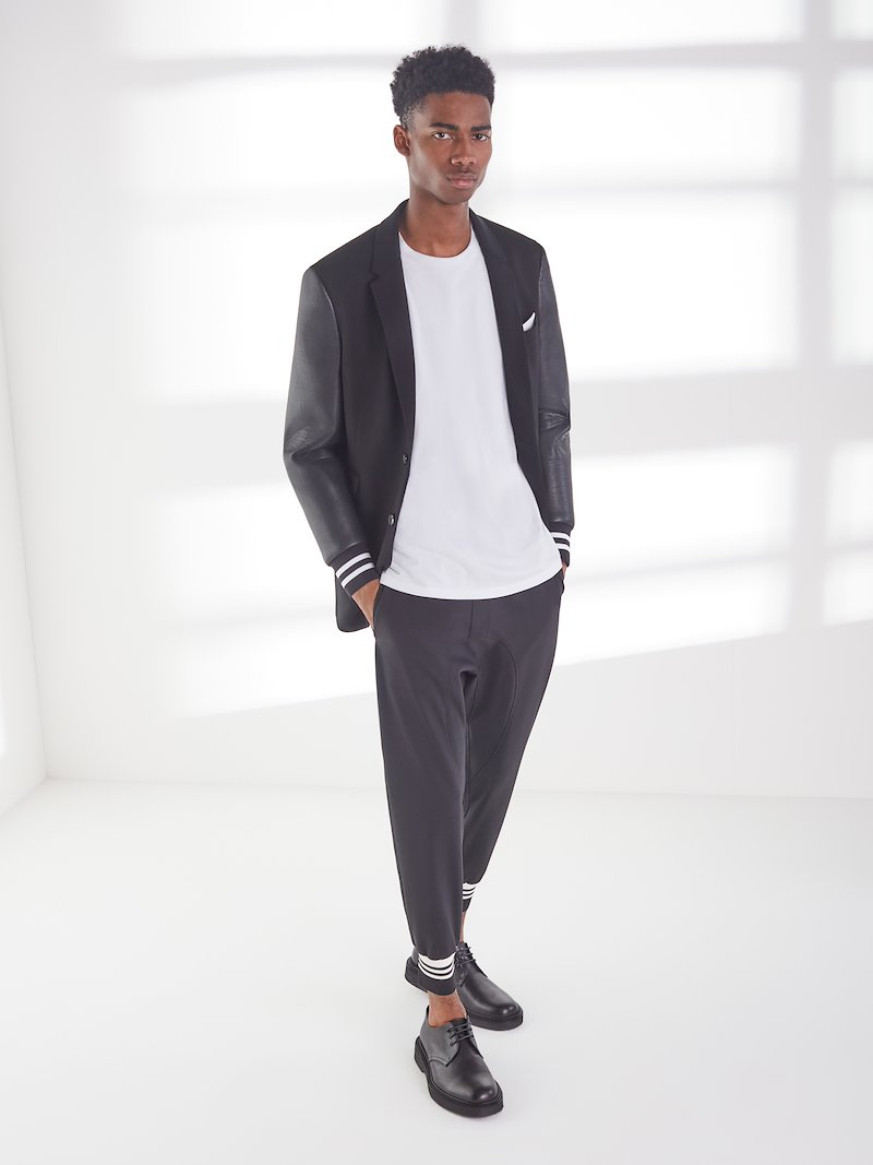 Varsity Tailored Jacket With Eco Leather Sleeves