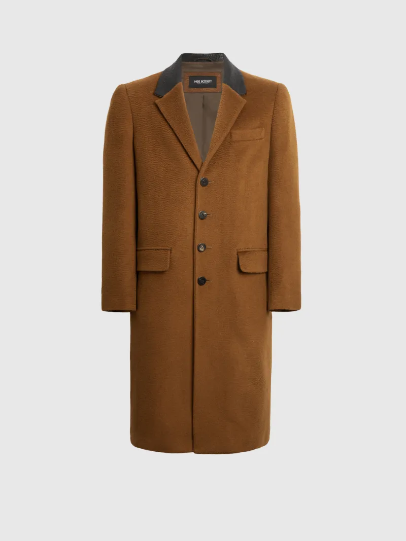 wool coat with leather