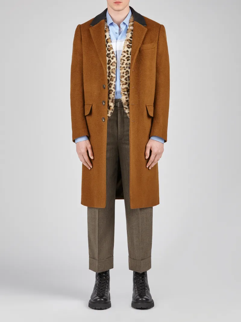 wool coat with leather