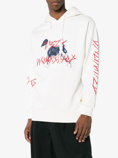 White embroidered cotton hoodie展示图