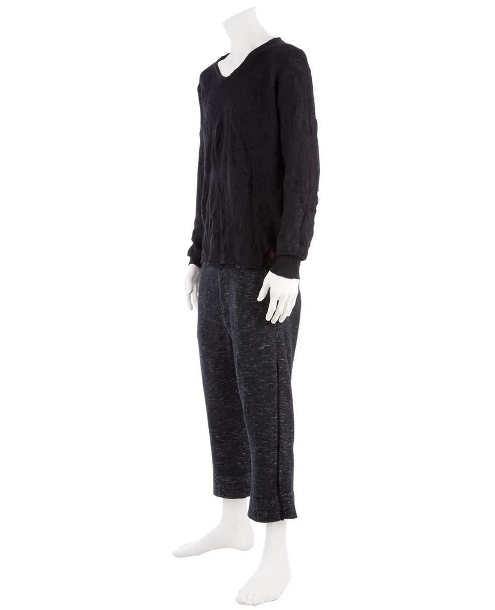  Side Slope Cropped Trouser - Black 