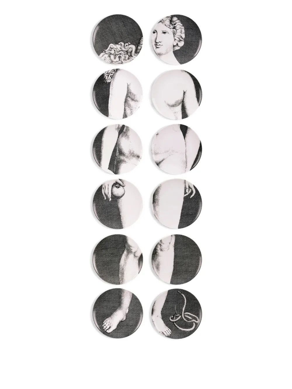 Fornasetti Eva plates (set of 12) | Grey | Image 1