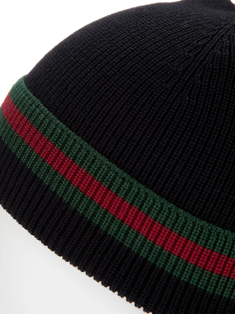 Gucci Wool And Silk Knit Cap In Blue