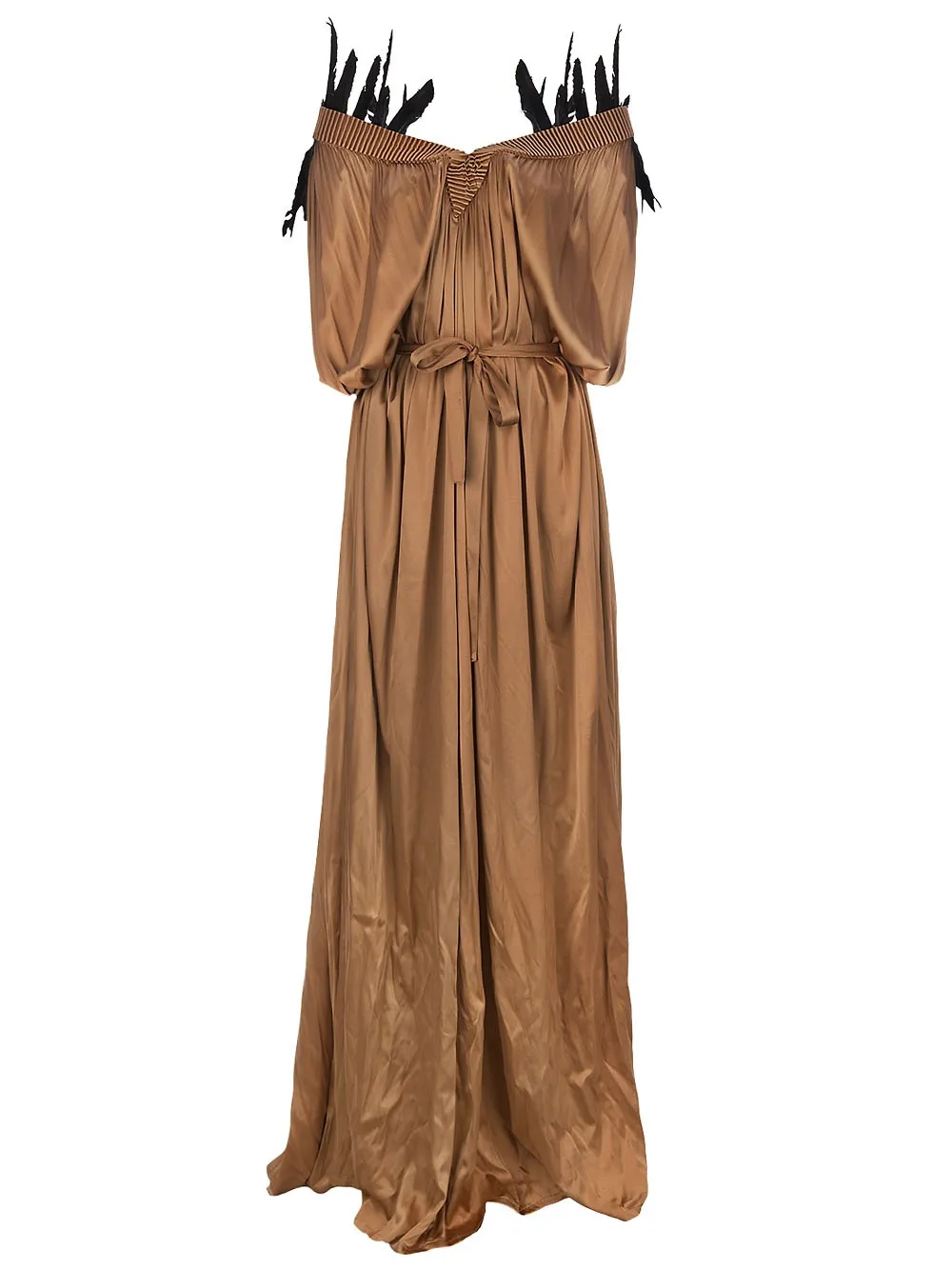 Ann Demeulemeester Feather trim dress - Marrone