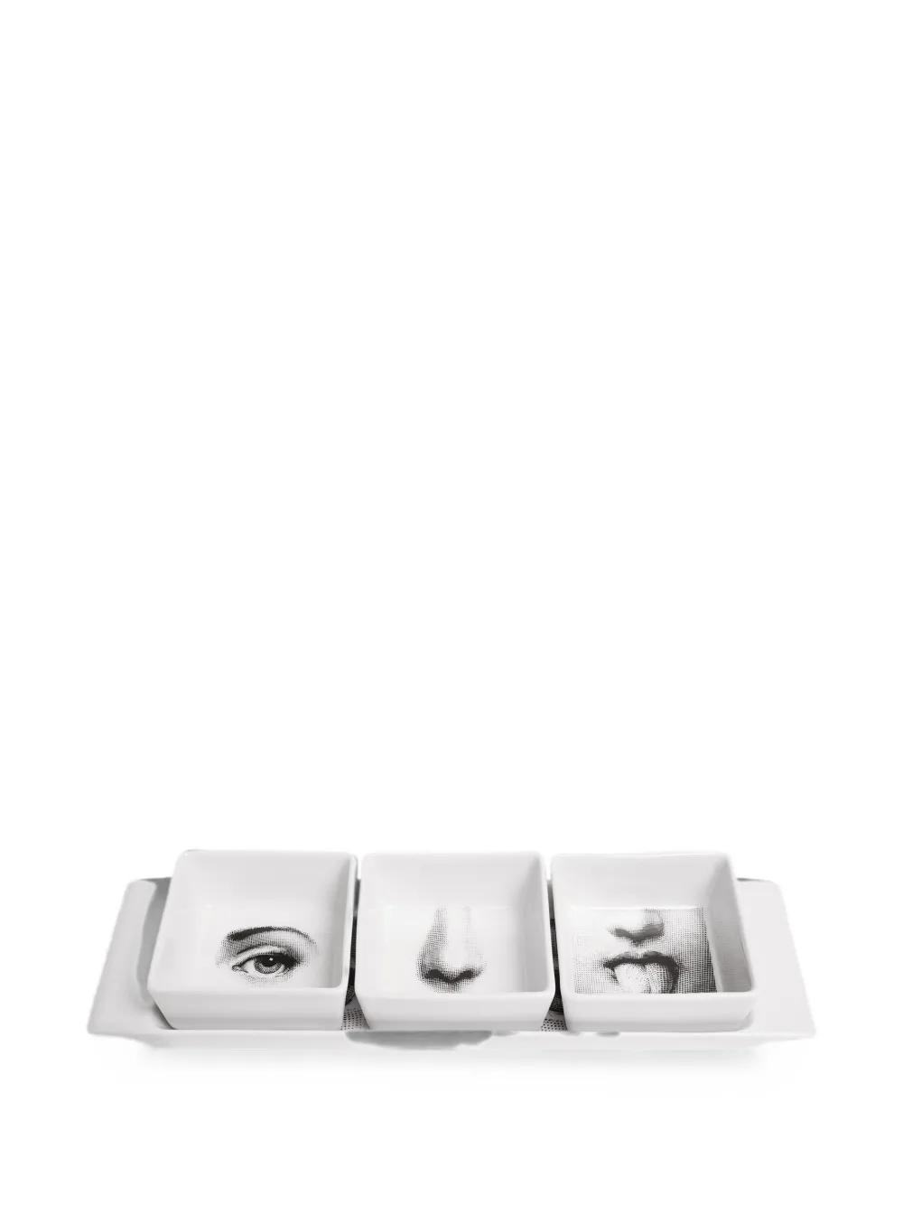 Fornasetti face print serving dishes (set of 3) | White | Image 1