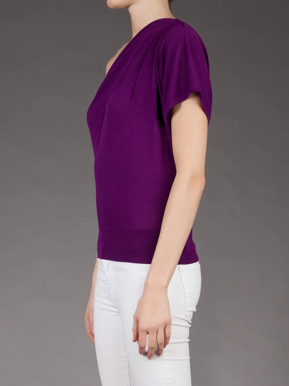  Giambattista Valli Asymmetric Shoulder Top   Violett 