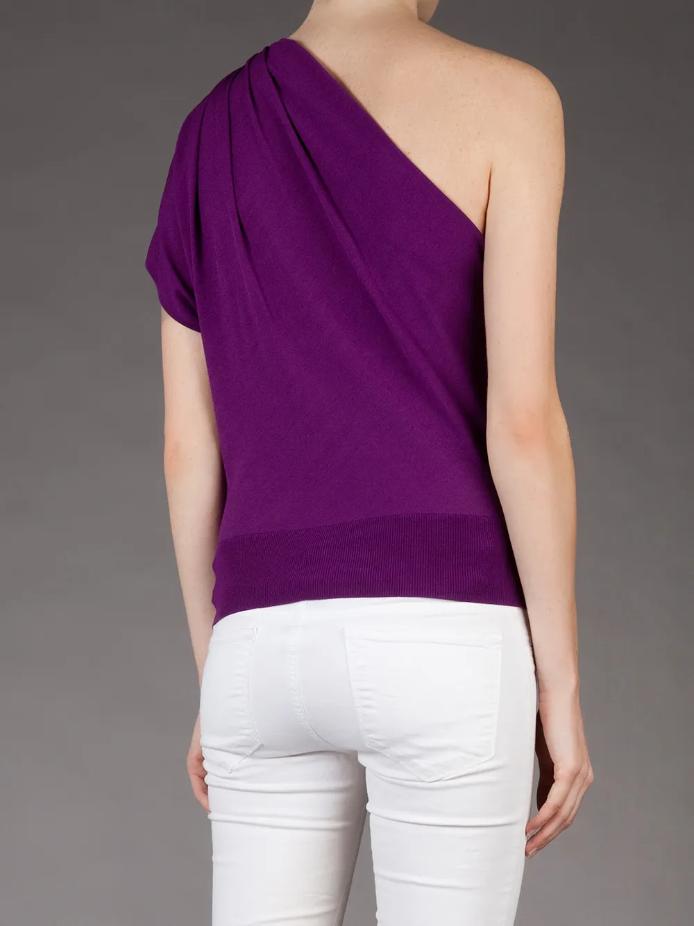 Giambattista Valli asymmetric shoulder top Paars