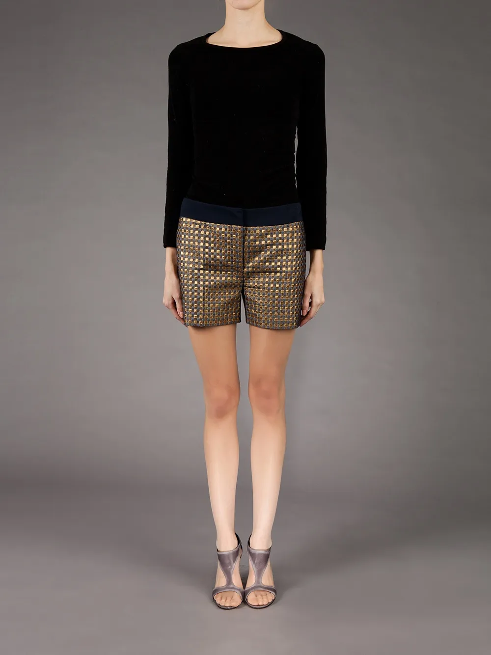 Giles Metallic Shorts In Silver