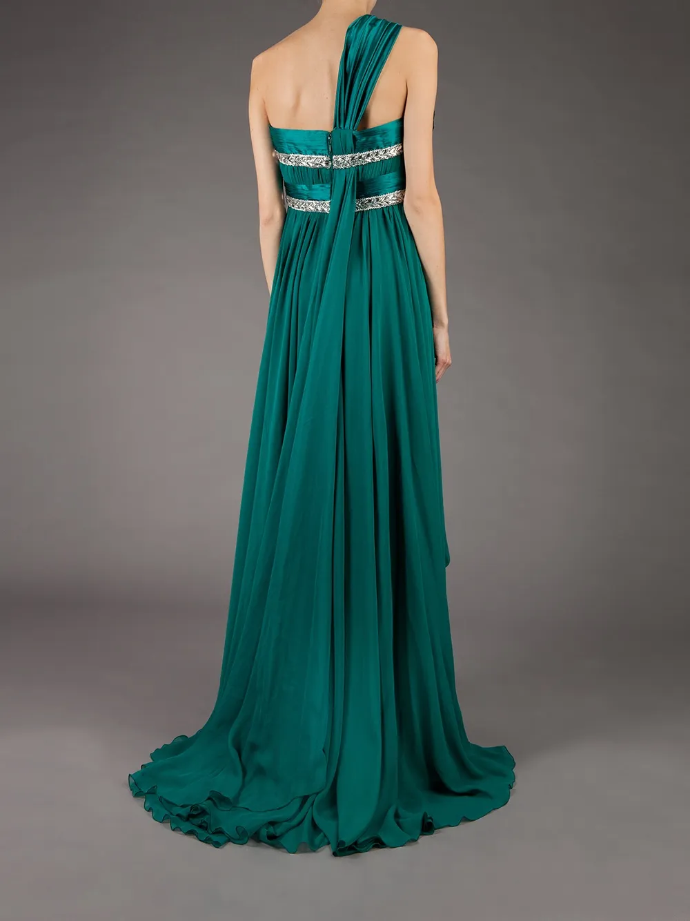 Zuhair Murad asymmetric shoulder strap dress Groen