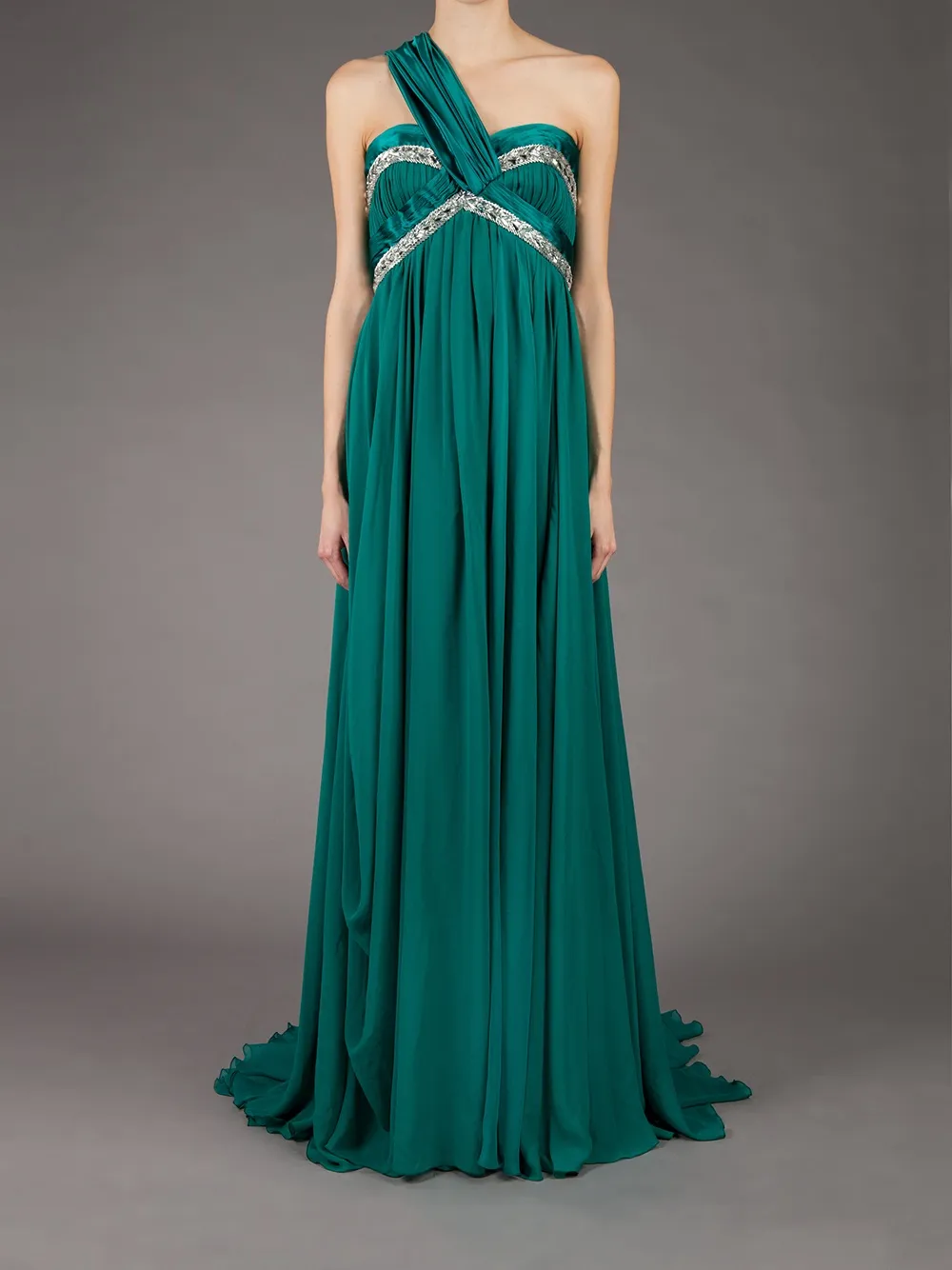 Zuhair Murad asymmetric shoulder strap dress - Groen
