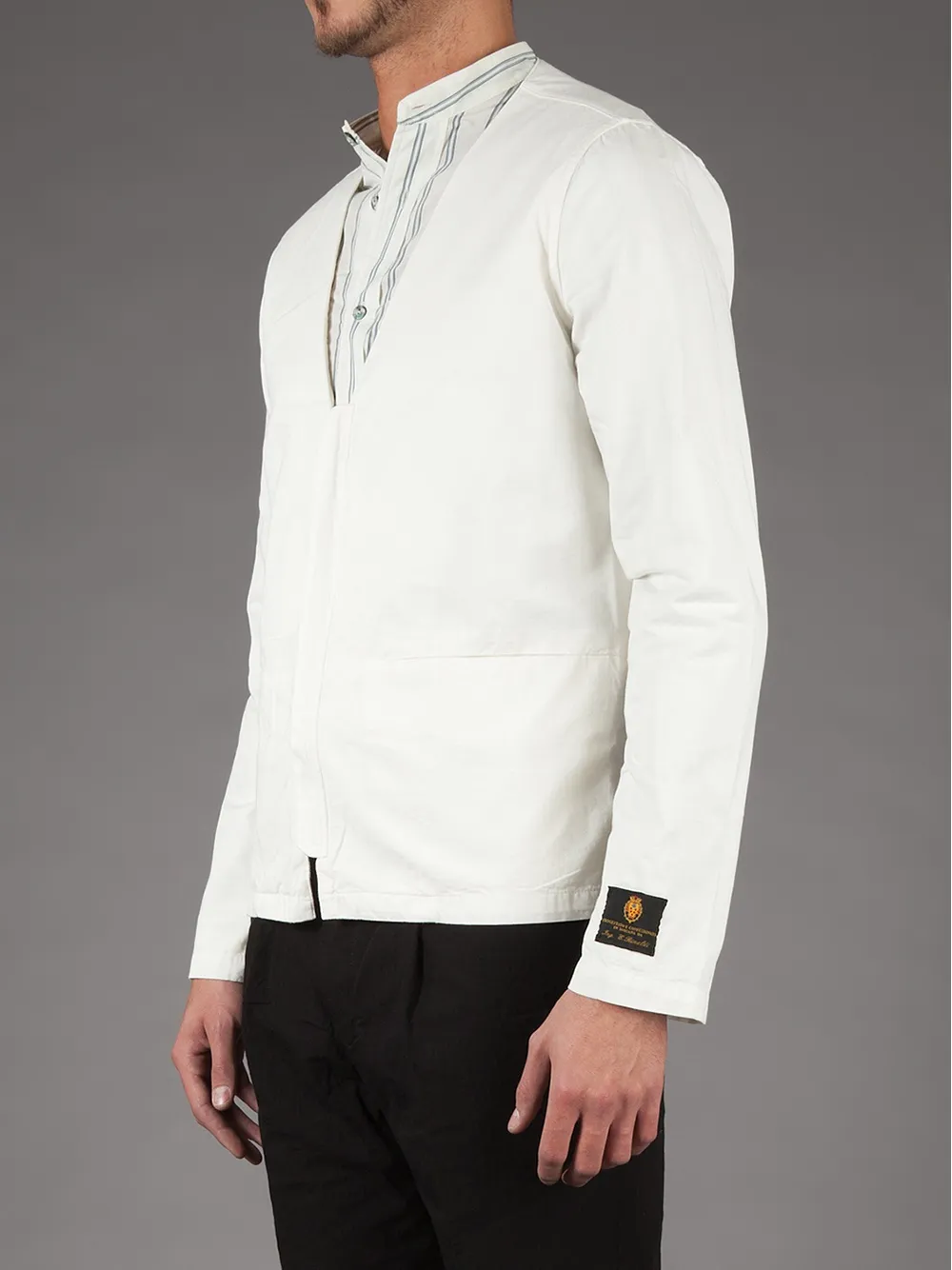  Emiliano Rinaldi V Neck Jacket   Weiß 