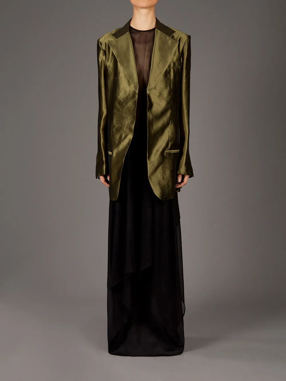Haider Ackermann High Shine Blazer In Green