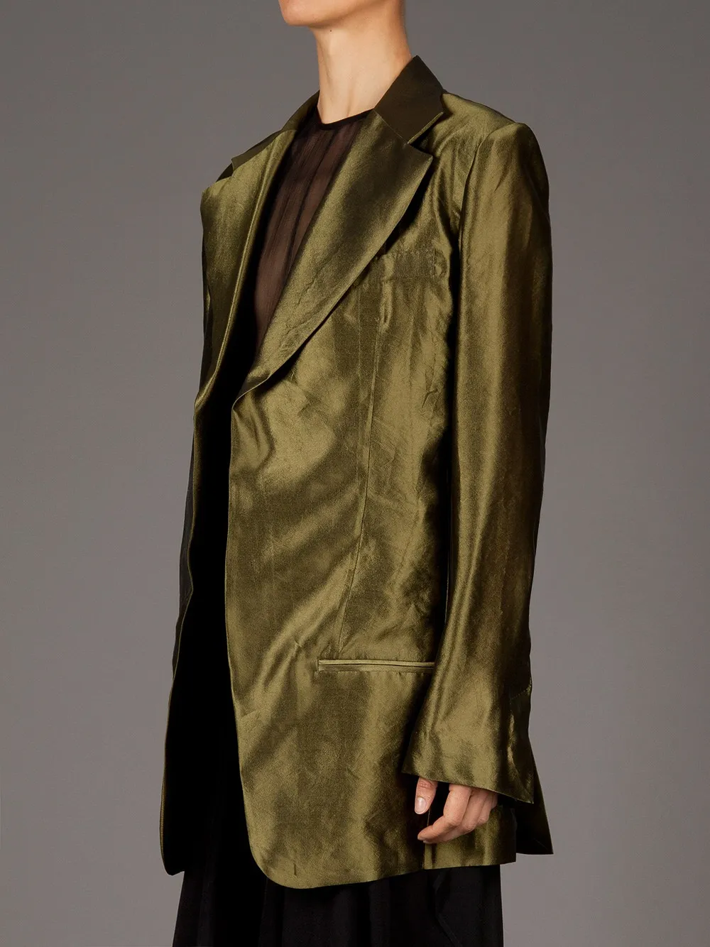 Haider Ackermann High Shine Blazer In Green
