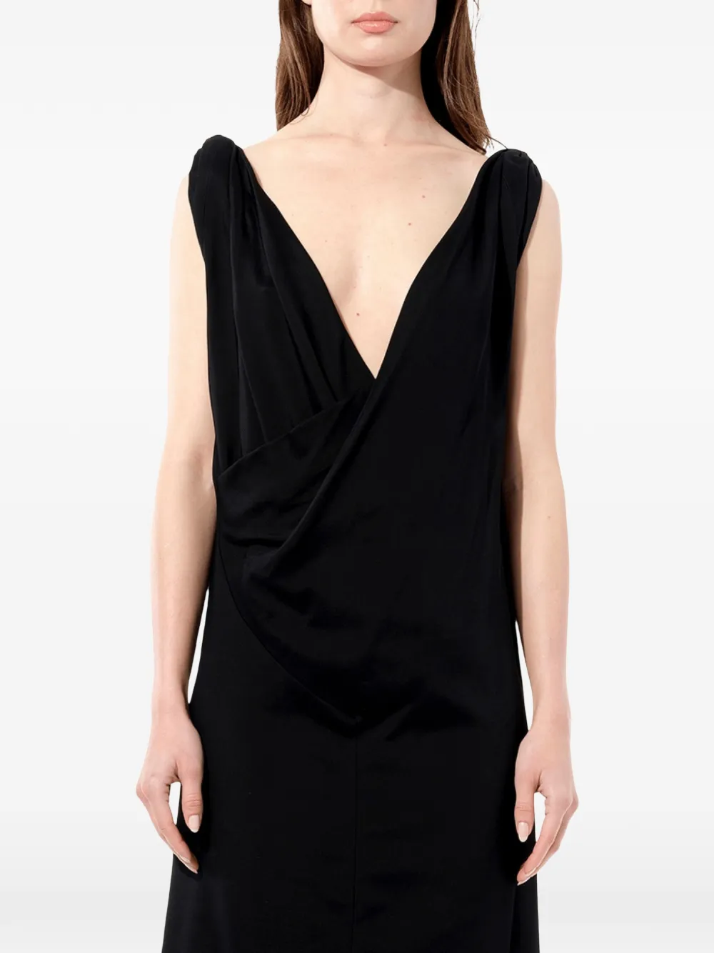 Balenciaga asymmetric V-neck dress - Nero