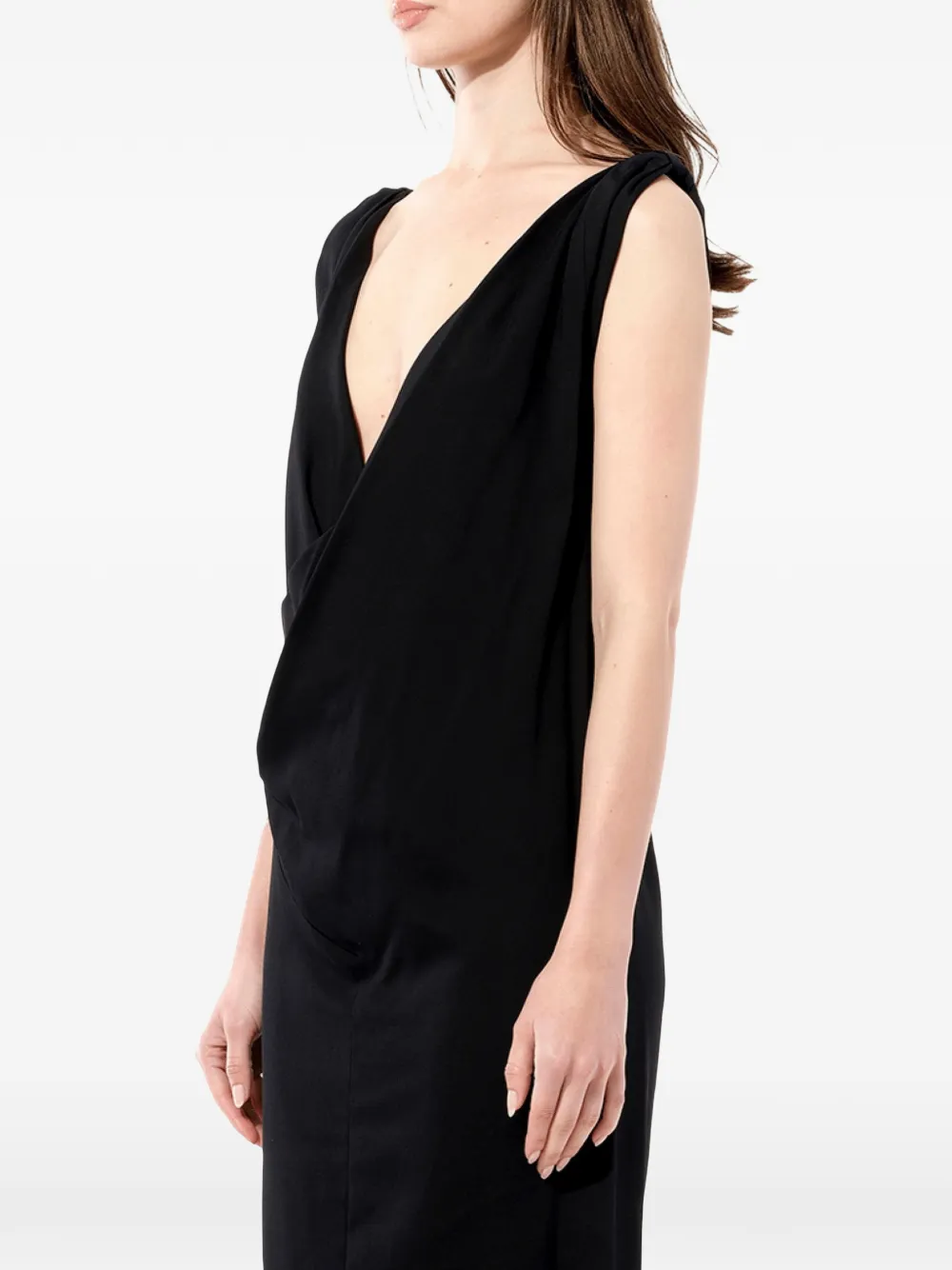 Balenciaga asymmetric V-neck dress Zwart