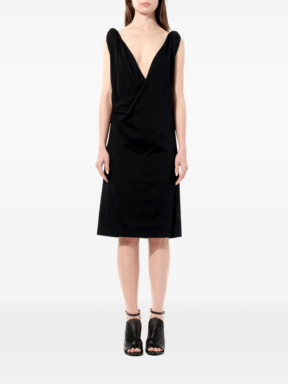 Balenciaga asymmetric V-neck dress Zwart