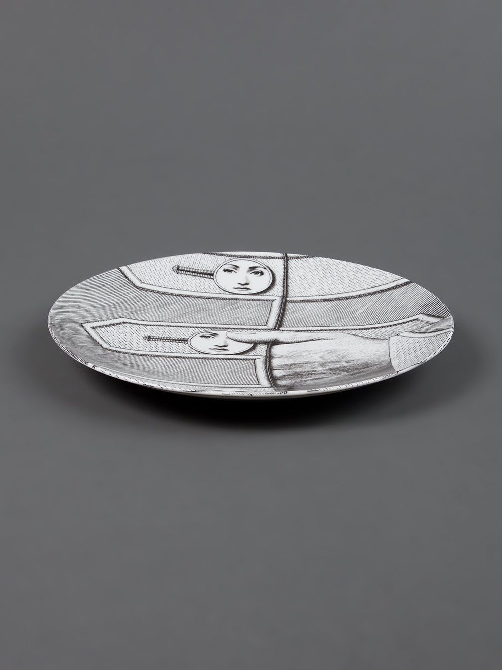 Shop Fornasetti Plate In Metallic