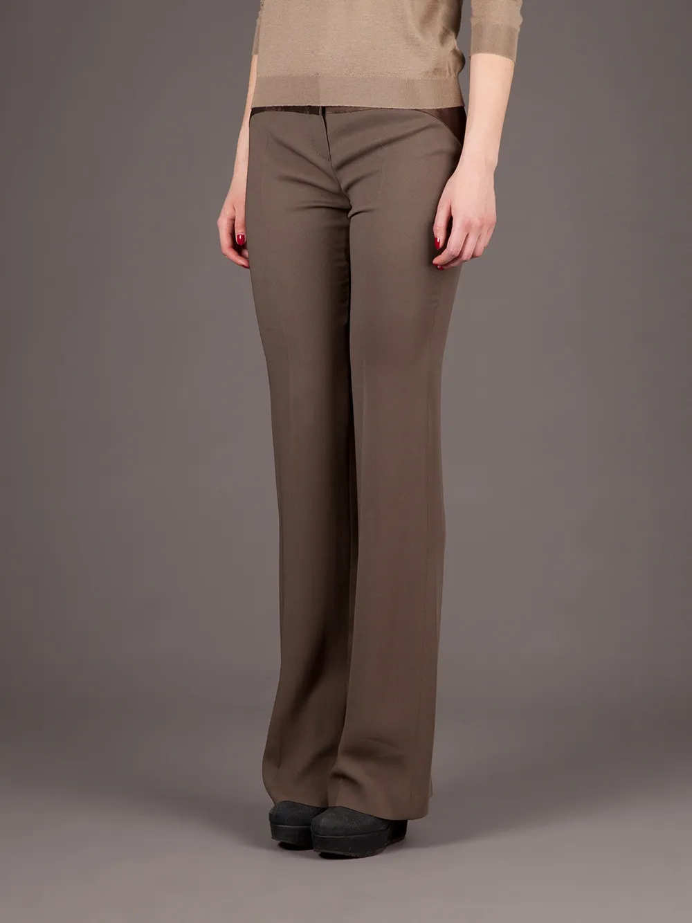 Giles Flared Trousers In Brown