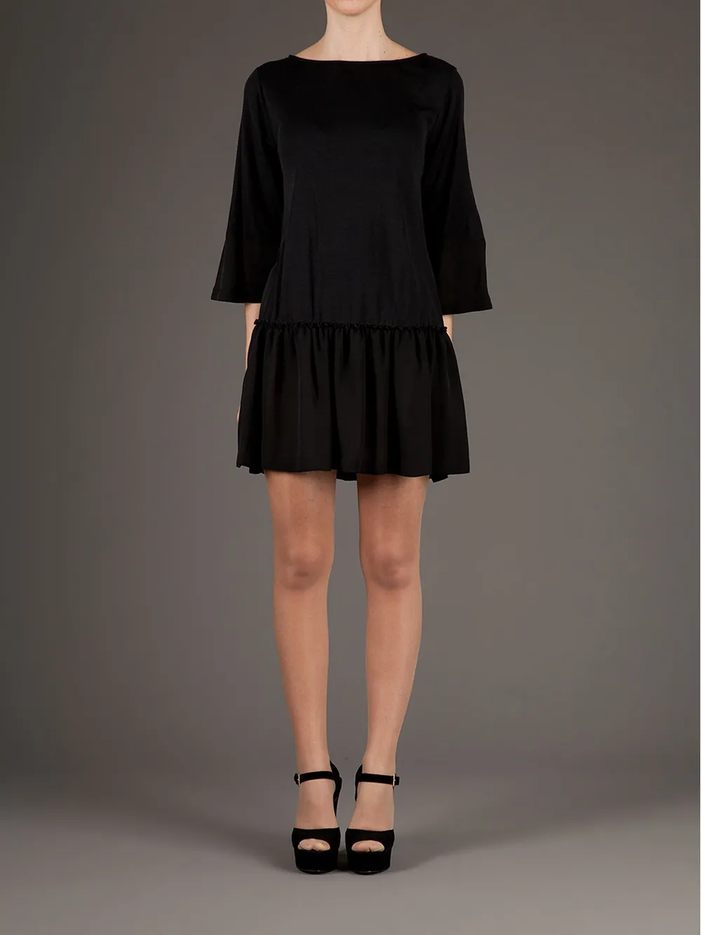 Twisty Parallel Universe Flared Dress In Black