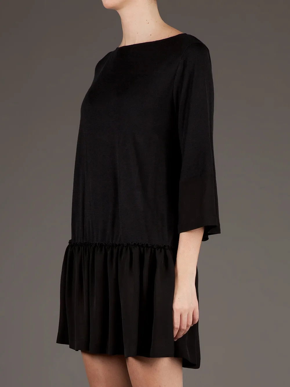 Twisty Parallel Universe Flared Dress In Black