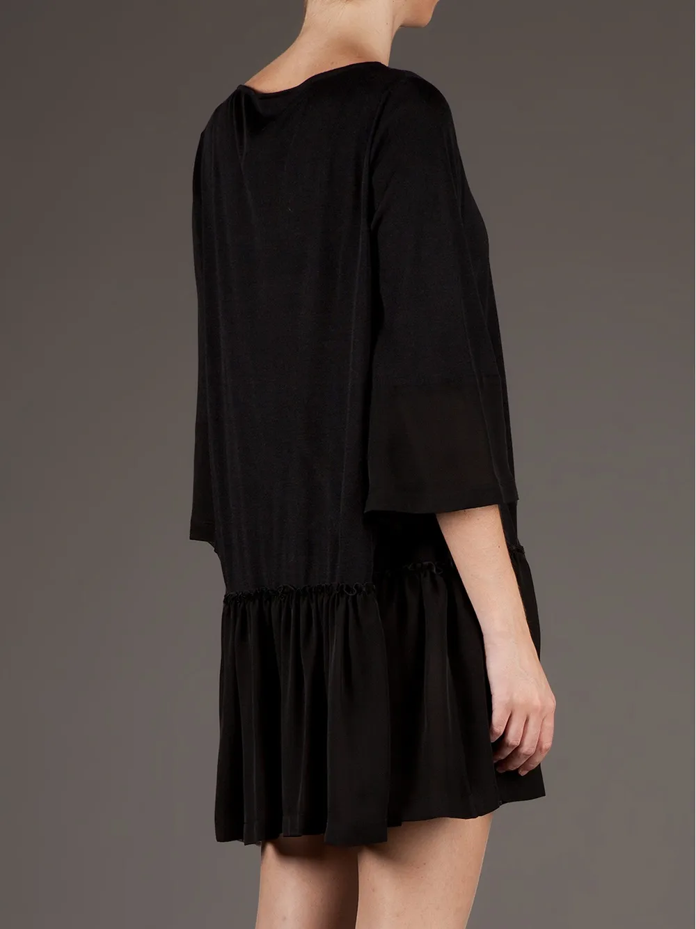 Twisty Parallel Universe Flared Dress In Black