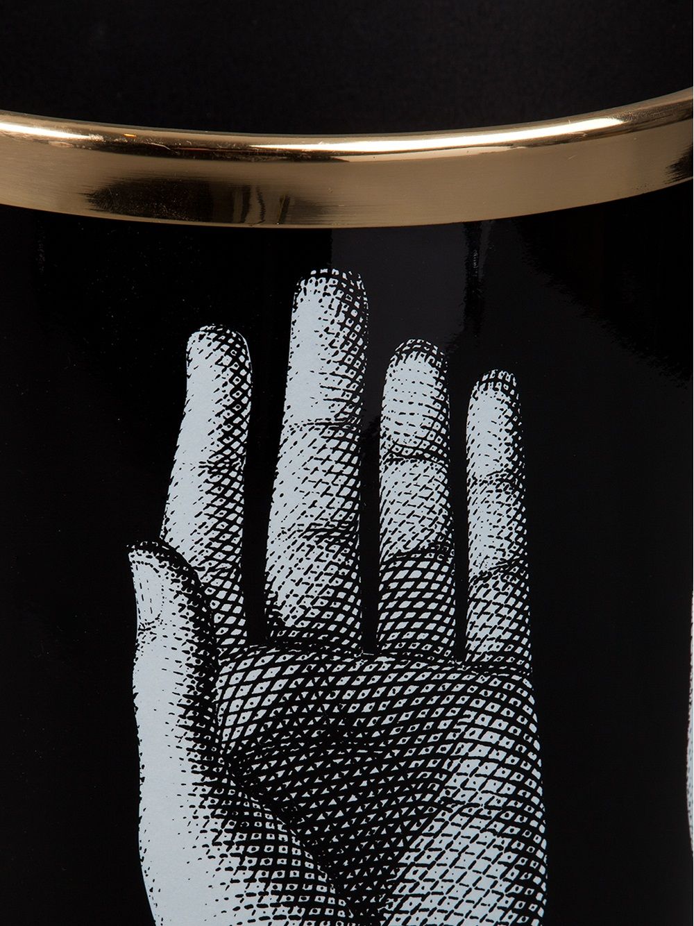 Shop Fornasetti Hand-print Wastepaper Basket In Black