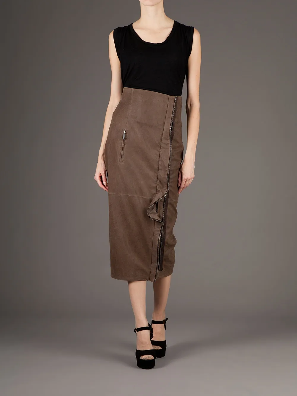 Haider Ackermann Ruffle Maxi Skirt In Brown