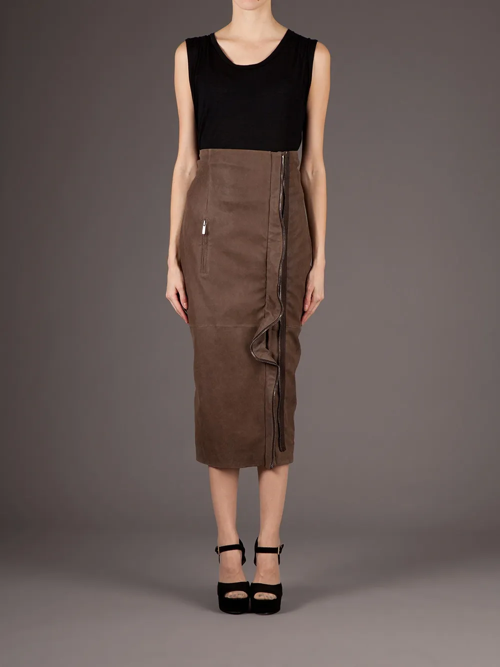 Haider Ackermann Ruffle Maxi Skirt In Brown